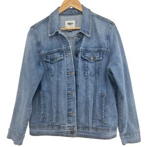 OLD NAVY Classic Jeans‎ Trucker Jacket Women L  Button Up Pockets Blue Denim